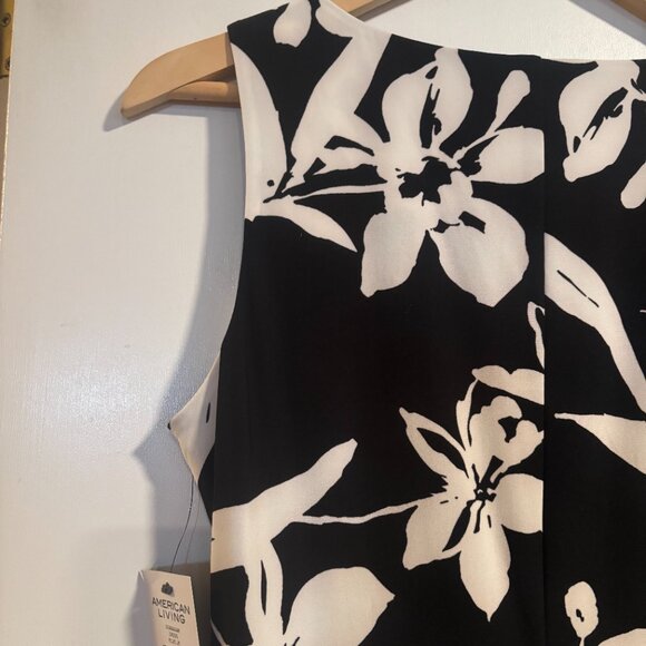 American Living Women’s Black/White Floral Sleeveless Sheath Tank Dress Size 10 - Picture 5 of 11